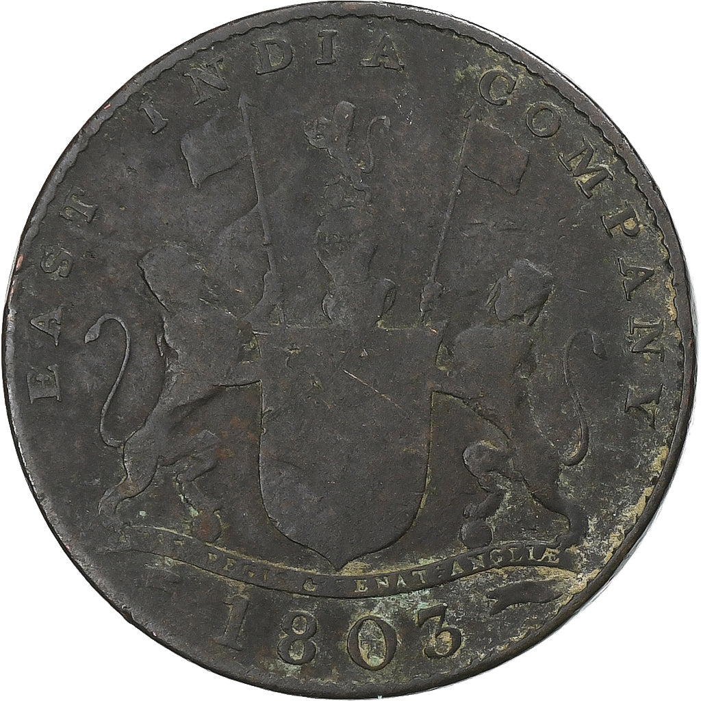 British India, 10 Cash, 1803, Madras, Copper, VF(20-25)
