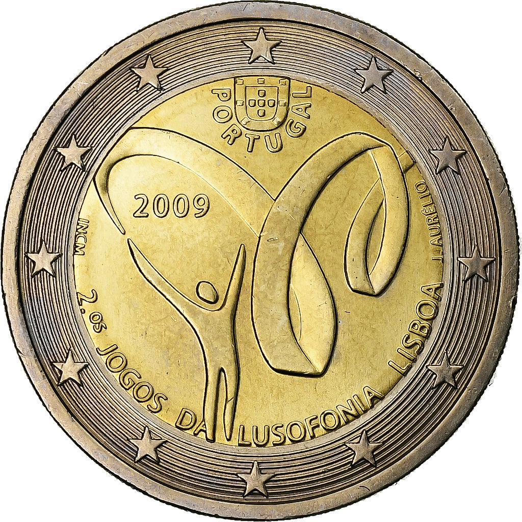 Portogallo, 2 Euro, Lusophony Games, 2009, Lisbon, Bi-metallico, SPL