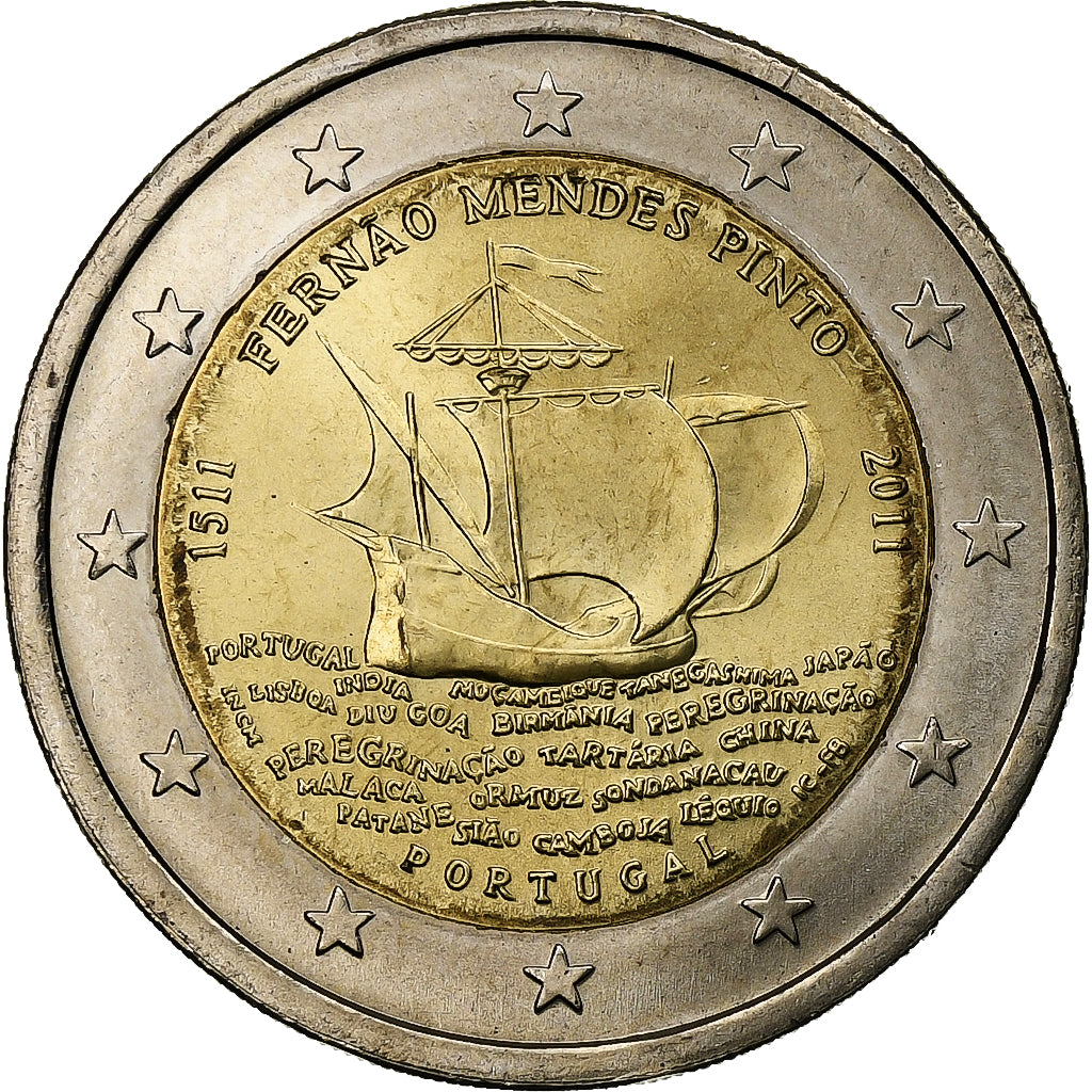 Portugal, 2 Euro, Fernão Mendes Pinto, 2011, Lisbonne, Bimétallique, SPL