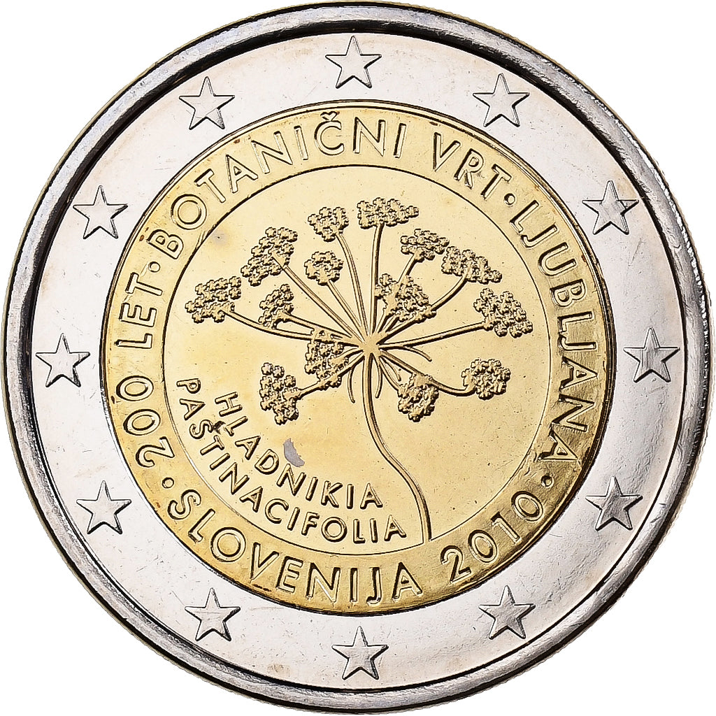 Slovenië, 2 Euro, Ljubljana Botanical Garden, 2010, Vantaa, Bi-Metallic, UNC-