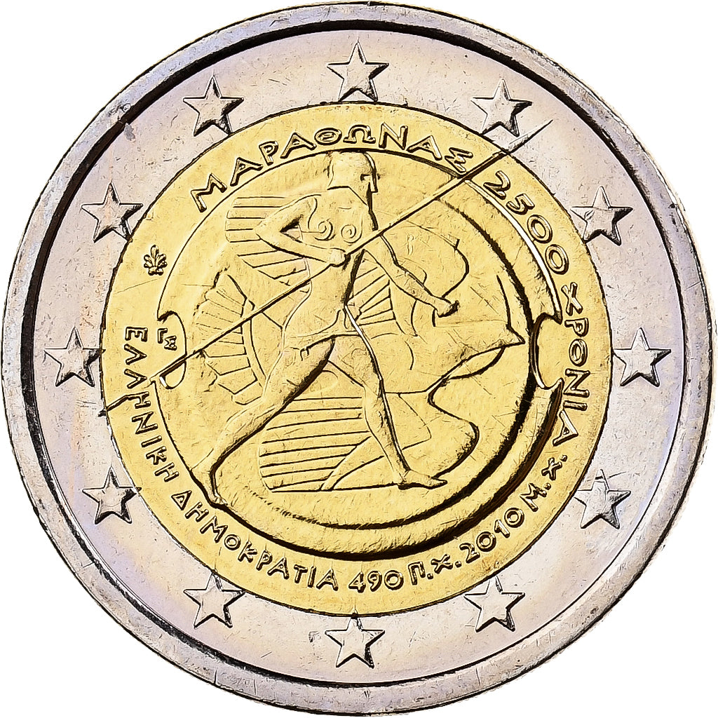Greece, 2 Euro, Marathon, 2010, Athens, Bi-Metallic, MS(63)