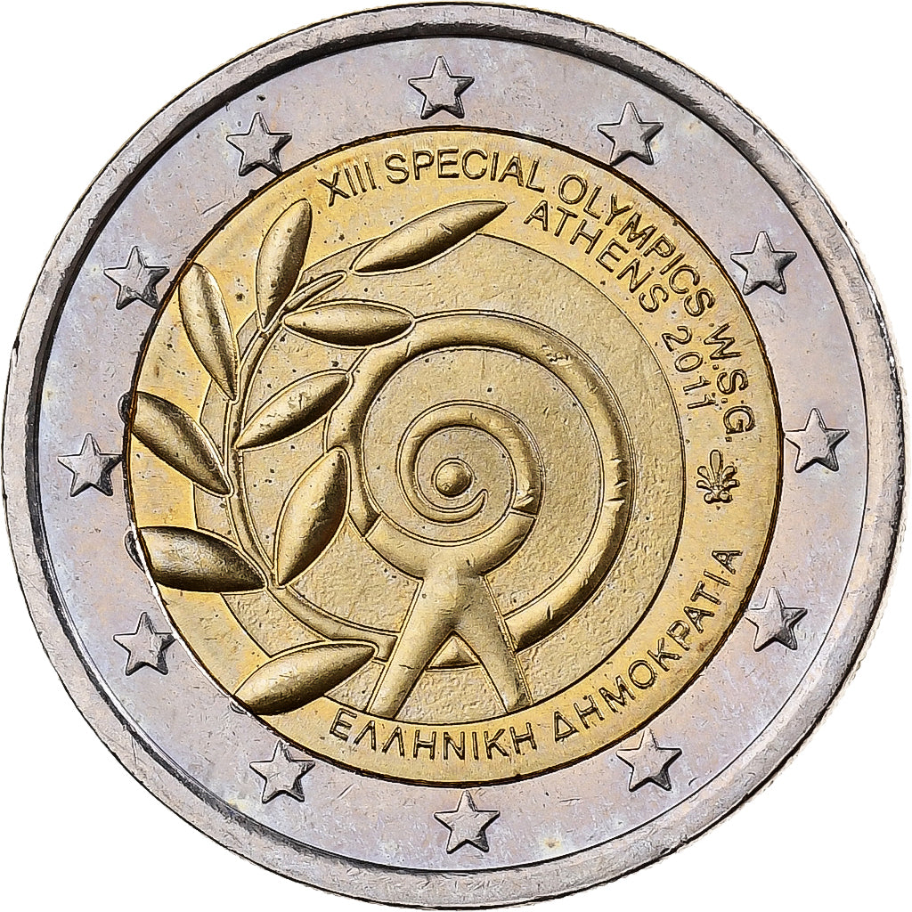 Grecia, 2 Euro, XIIIth Special Olympics, 2011, Athens, Bi-metallico, SPL