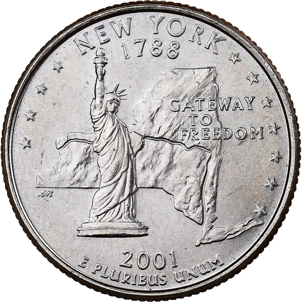 Estados Unidos, Washington Quarter, New York, 2001, Philadelphia, Cobre -