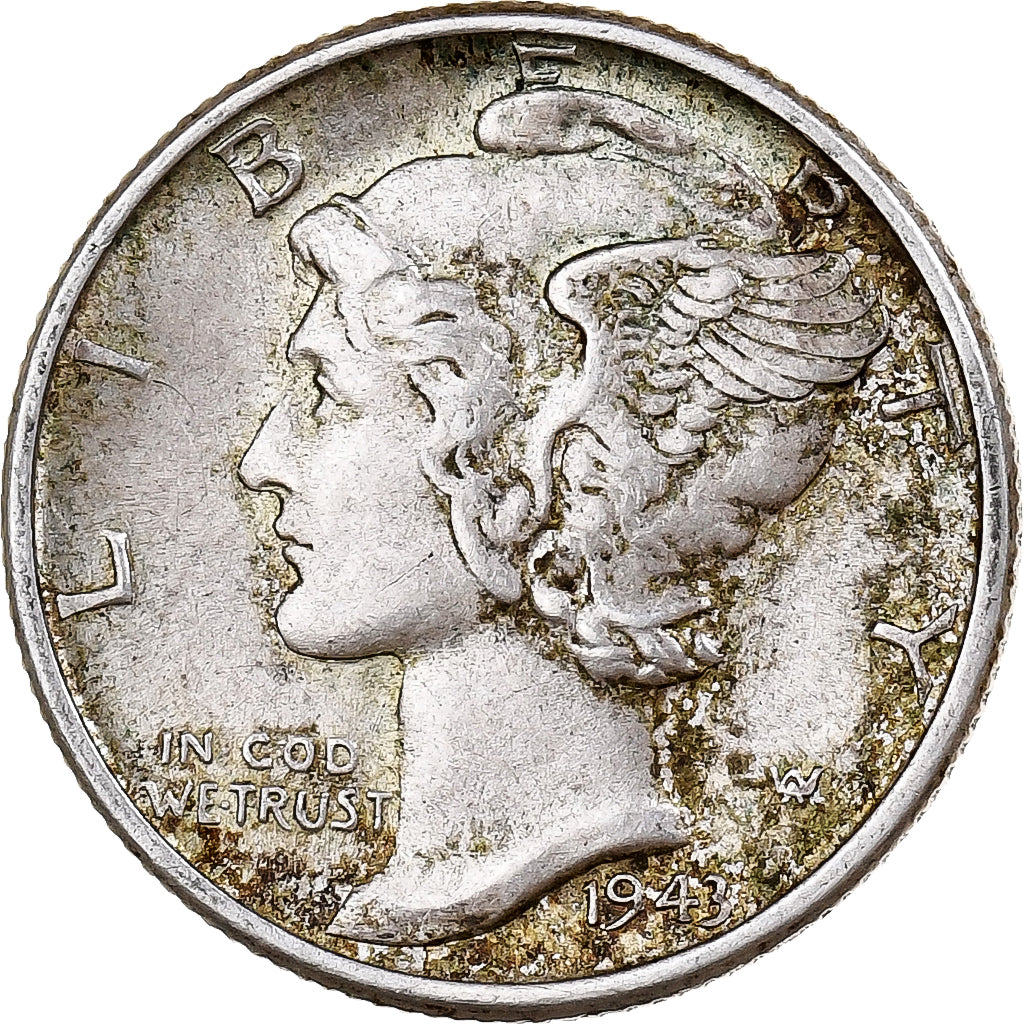 Vereinigte Staaten, Mercury Dime, 1943, Philadelphia, Silber, SS
