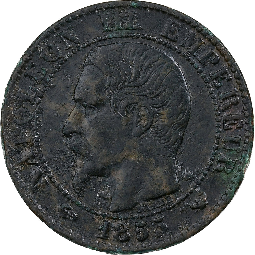 França, Napoleon III, 5 Centimes, 1855, Lille, Bronze, EF(40-45)