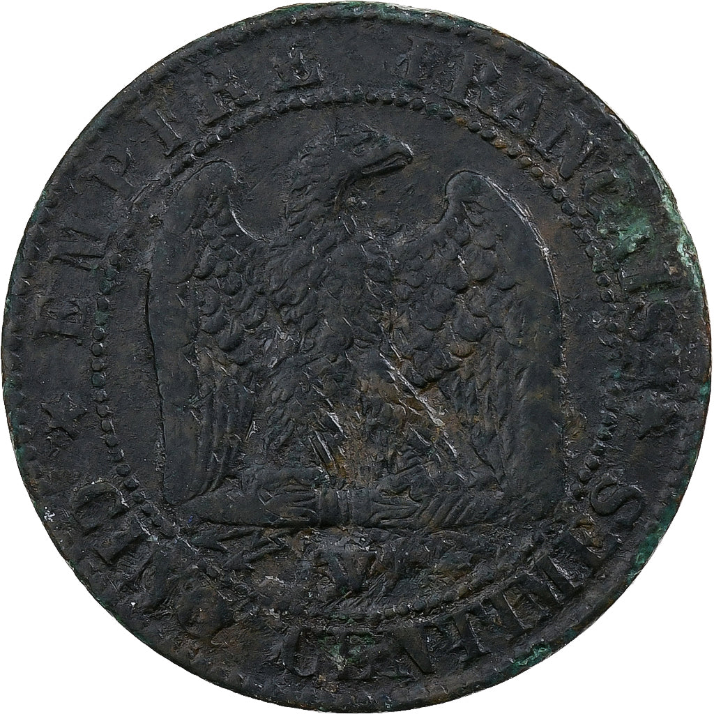 França, Napoleon III, 5 Centimes, 1855, Lille, Bronze, EF(40-45)