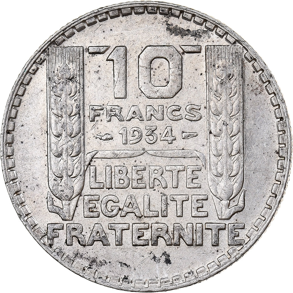 Francia, 10 Francs, Turin, 1934, Paris, Plata, MBC+