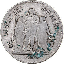 France, 5 Francs, Union et Force, AN 8, Perpignan, Silver, VF(20-25)