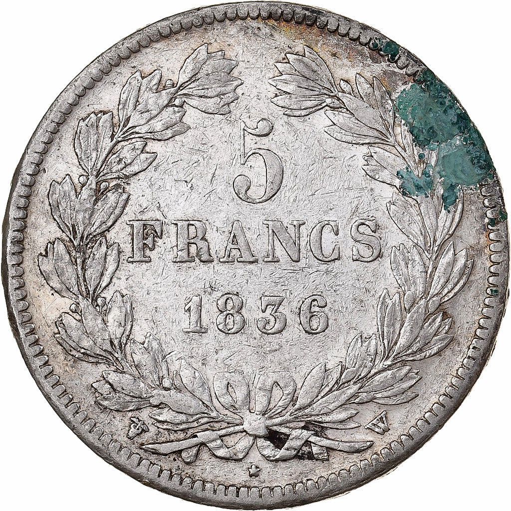 Francia, Louis-Philippe I, 5 Francs, 1836, Lille, Argento, BB, Gadoury:678