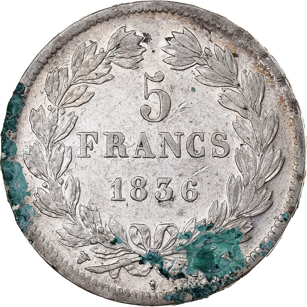 Francia, Louis-Philippe I, 5 Francs, 1836, Lille, Argento, BB, Gadoury:678