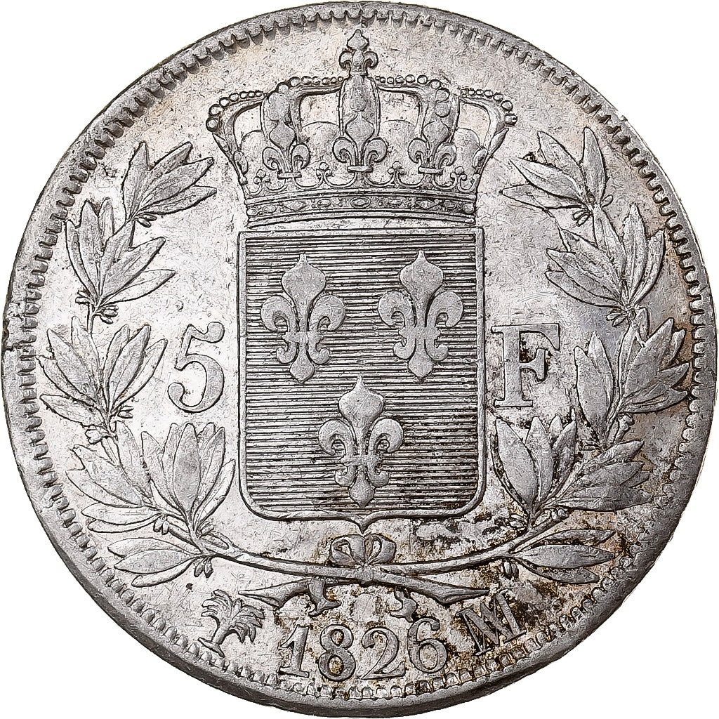 Frankreich, Charles X, 5 Francs, 1826, Marseille, Silber, SS+, Gadoury:643
