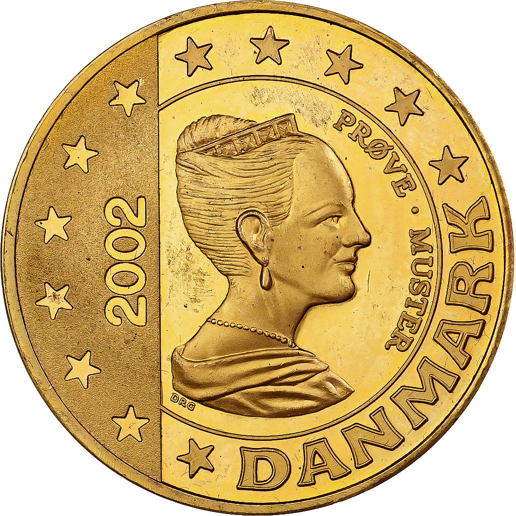 Dinamarca, Margrethe II, 5 Euro, unofficial private patterns, 2002, Nordic gold
