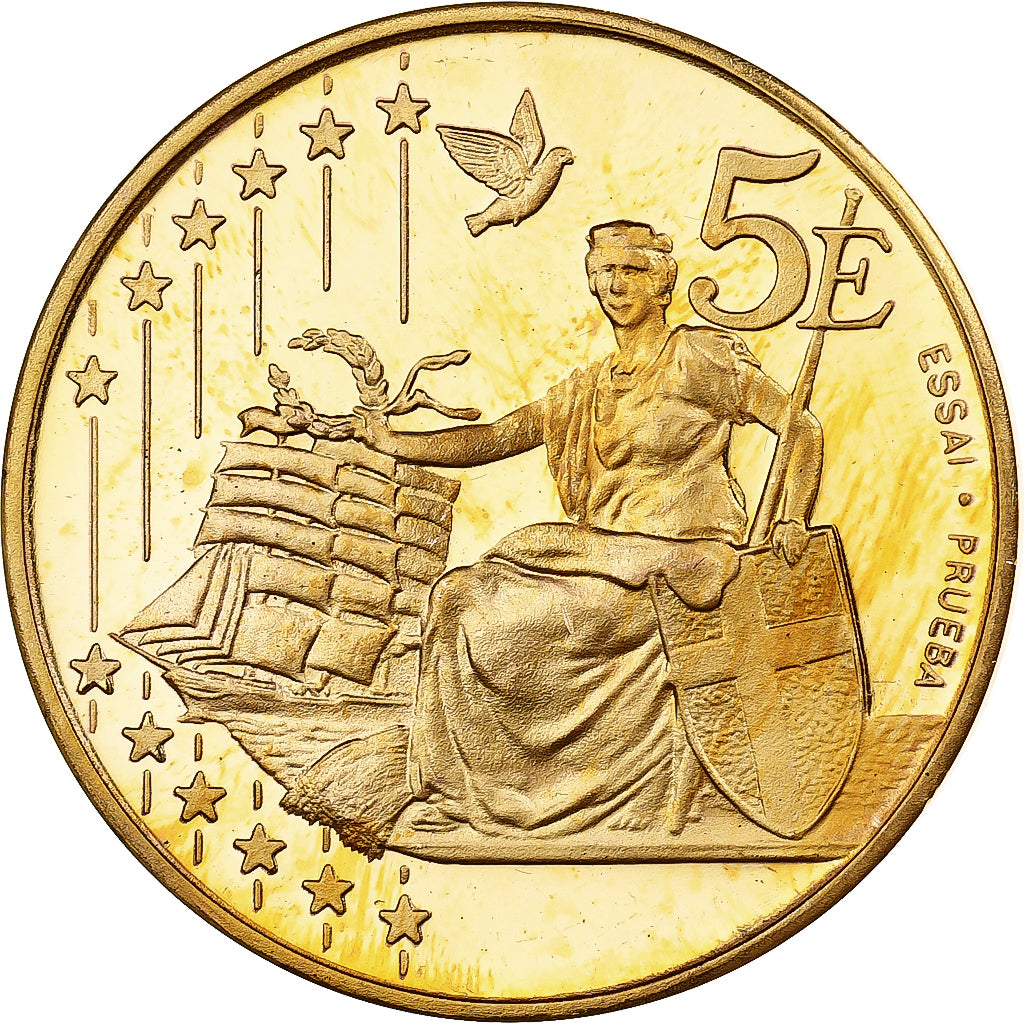 Dinamarca, Margrethe II, 5 Euro, unofficial private patterns, 2002, Nordic gold