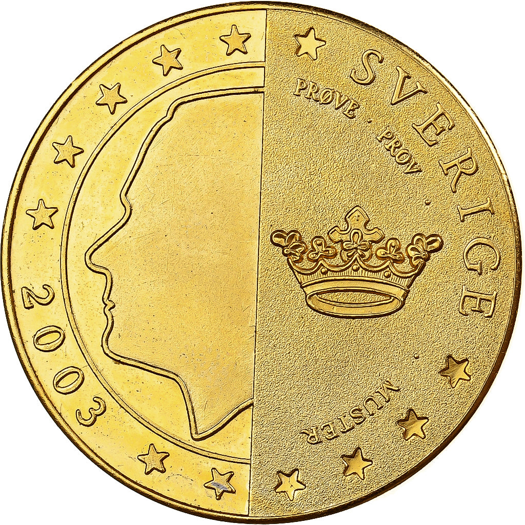 Svezia, Carl XVI Gustaf, 5 Euro, unofficial private patterns, 2003, Nordic gold