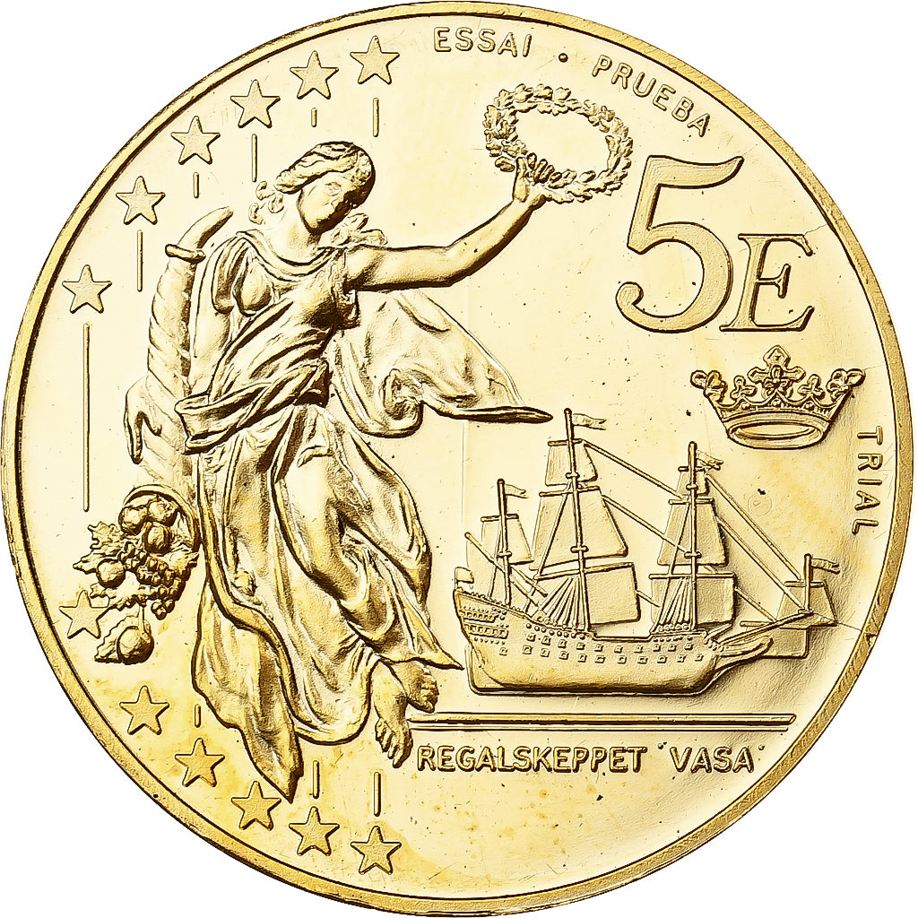 Svezia, Carl XVI Gustaf, 5 Euro, unofficial private patterns, 2003, Nordic gold