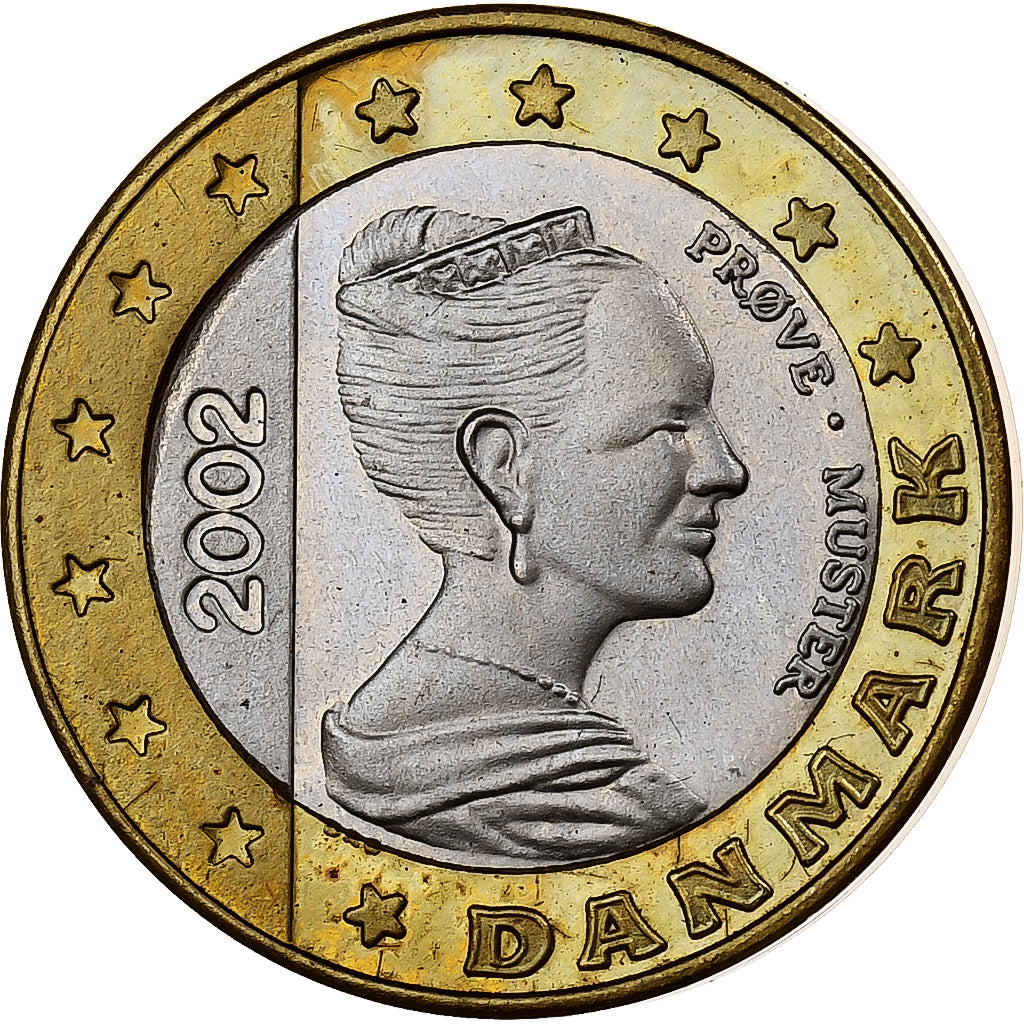Denmark, Margrethe II, Euro, Fantasy Trial, Euro, 2002, Bi-Metallic, MS(63)
