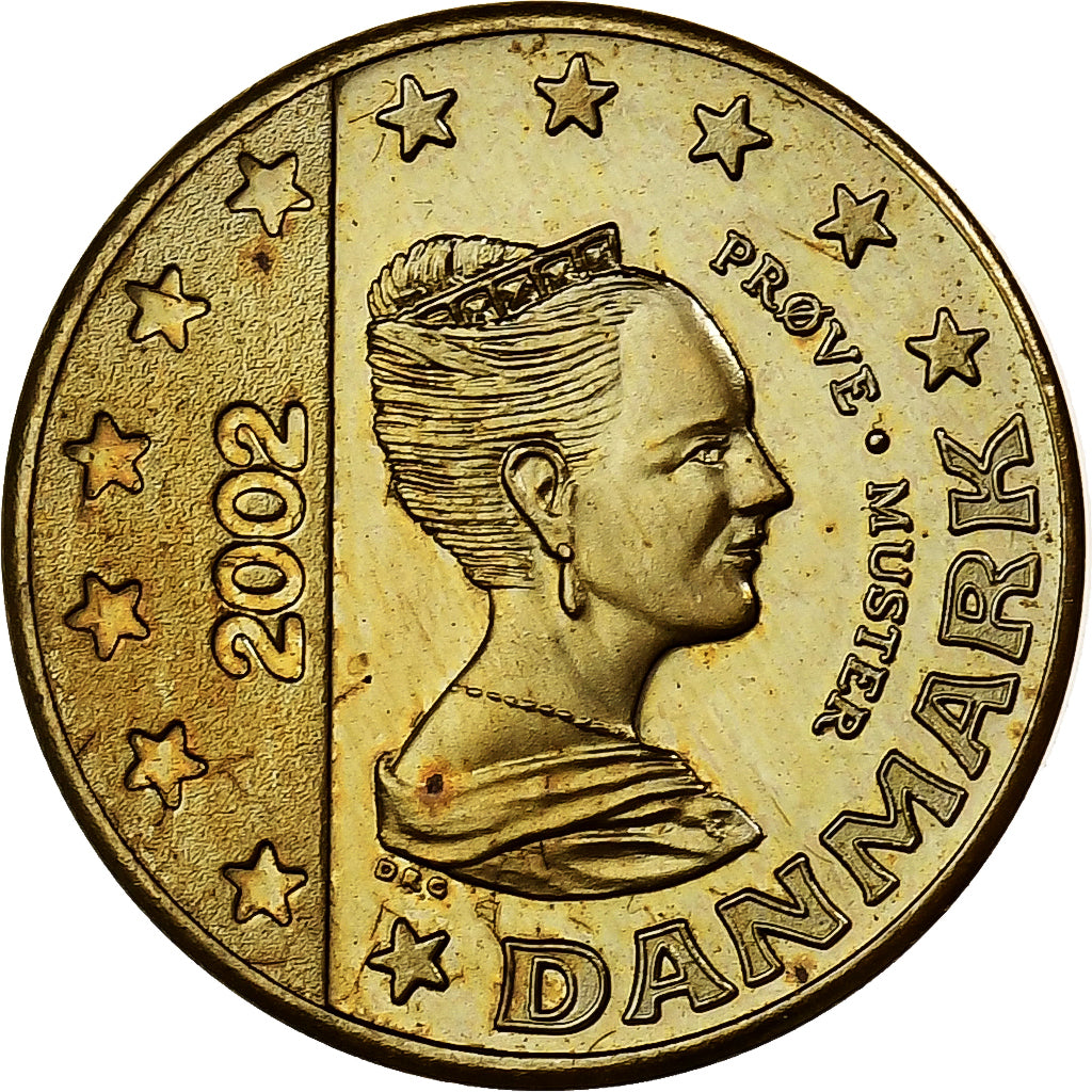 Danemark, Margrethe II, 10 Centimes, Fantasy Trial Euro, 2002, Or nordique, SPL
