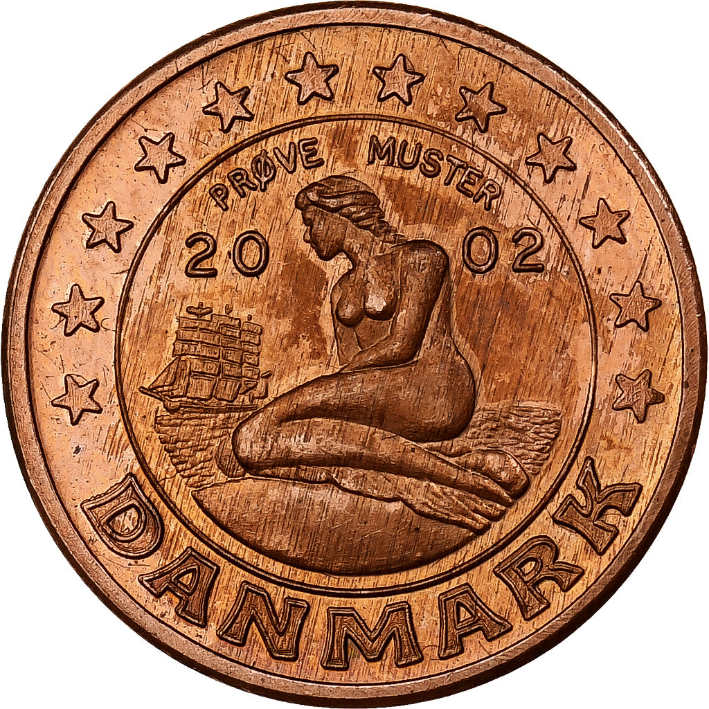 Dinamarca, Margrethe II, 5 Centimes, Fantasy Euro, 2002, Cobre, MS(63)