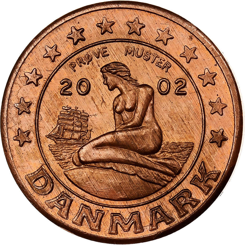 Danemark, Margrethe II, 2 Centimes, Fantasy Trial Euro, 2002, Cuivre, SPL