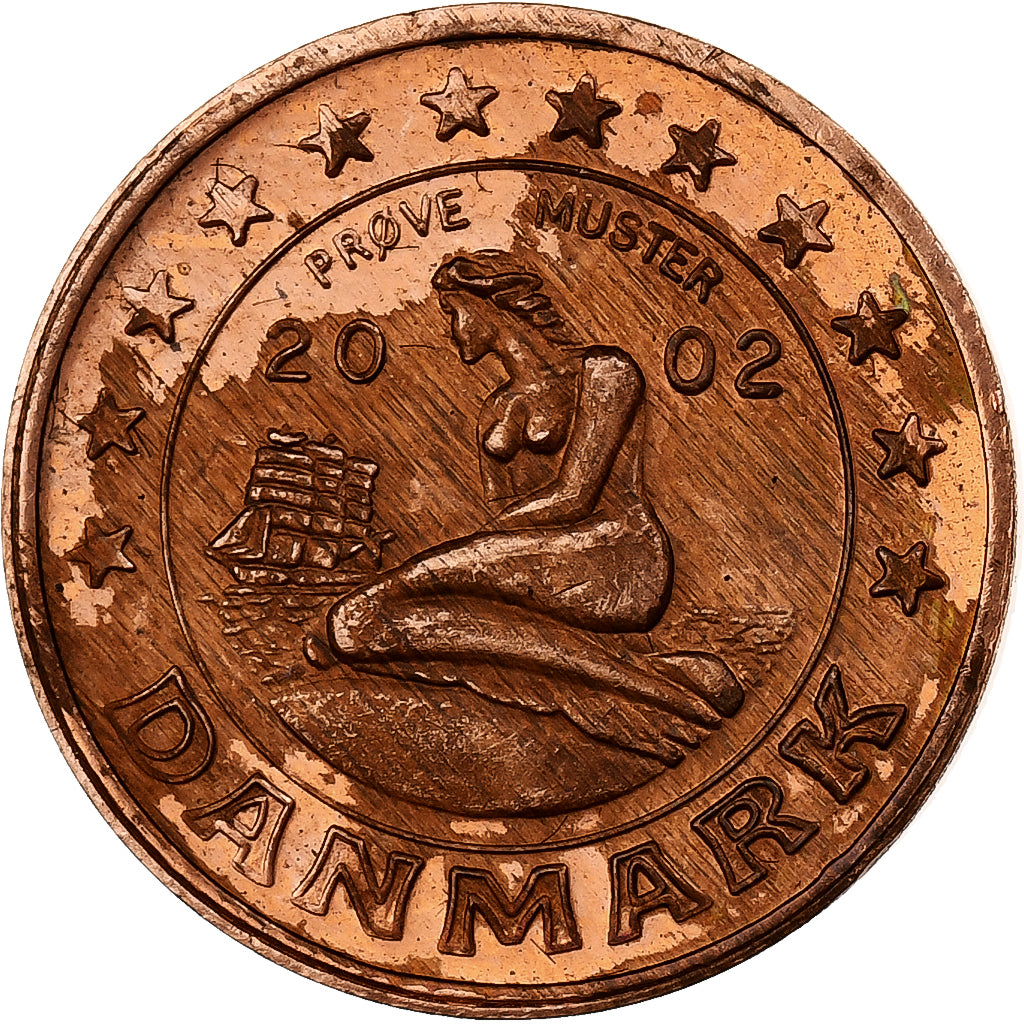 Denmark, Margrethe II, 1 Centime, Fantasy Trial Euro, 2002, Copper, MS(63)