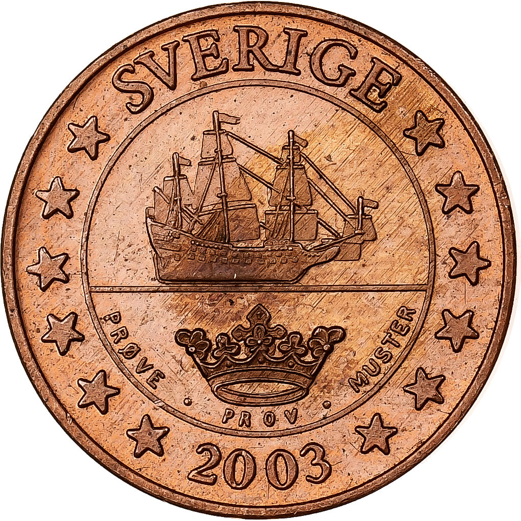 Suède, Carl XVI Gustaf, 5 Centimes, Fantasy Trial Euro, 2003, Cuivre, SPL