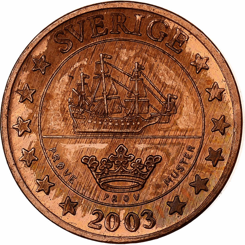 Suécia, Carl XVI Gustaf, 1 Centime, Fantasy Euro, 2003, Cobre, MS(63)