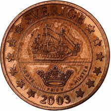 Suécia, Carl XVI Gustaf, 1 Centime, Fantasy Euro, 2003, Cobre, MS(63)