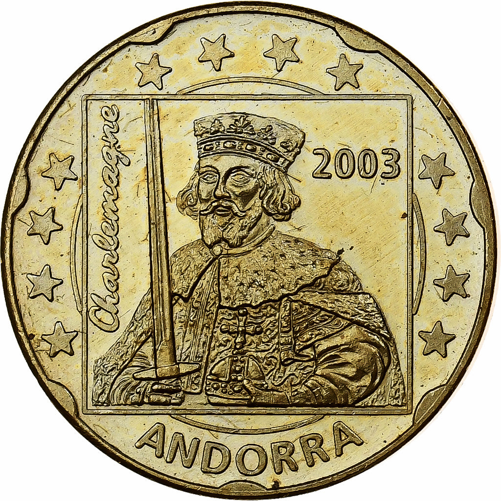 Andorre, 20 Centimes, Fantasy Trial Euro, 2003, Or nordique, SPL