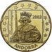 Andorre, 20 Centimes, Fantasy Trial Euro, 2003, Or nordique, SPL