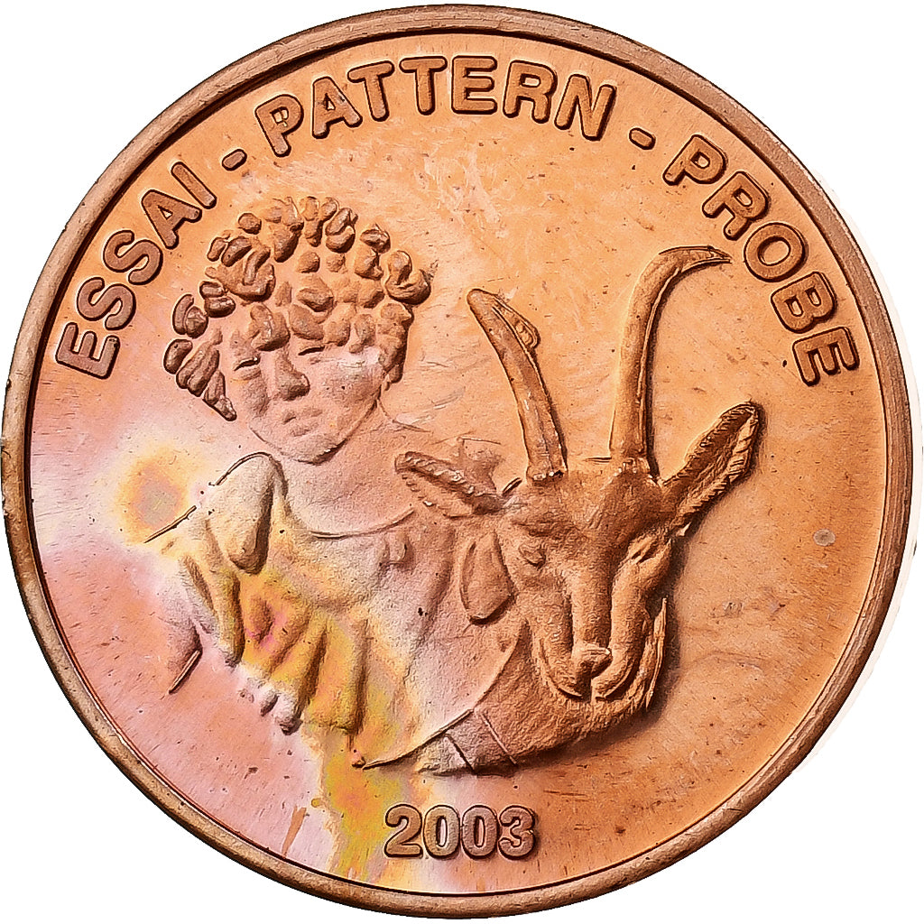 Szwajcaria, 5 Centimes, Fantasy Euro, 2003, Miedź, MS(63)