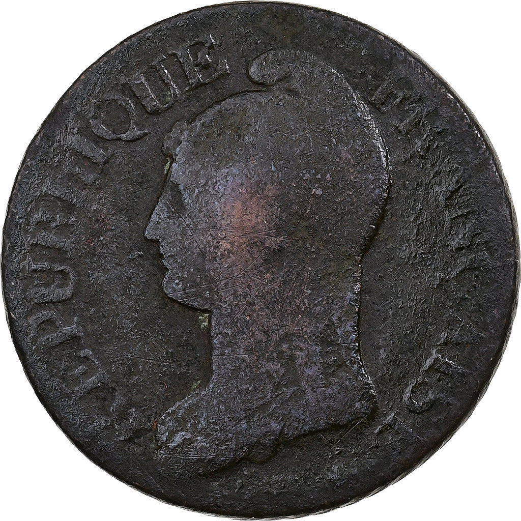 Francia, 5 Centimes, Dupré, AN 8, Bordeaux, Cobre, BC+