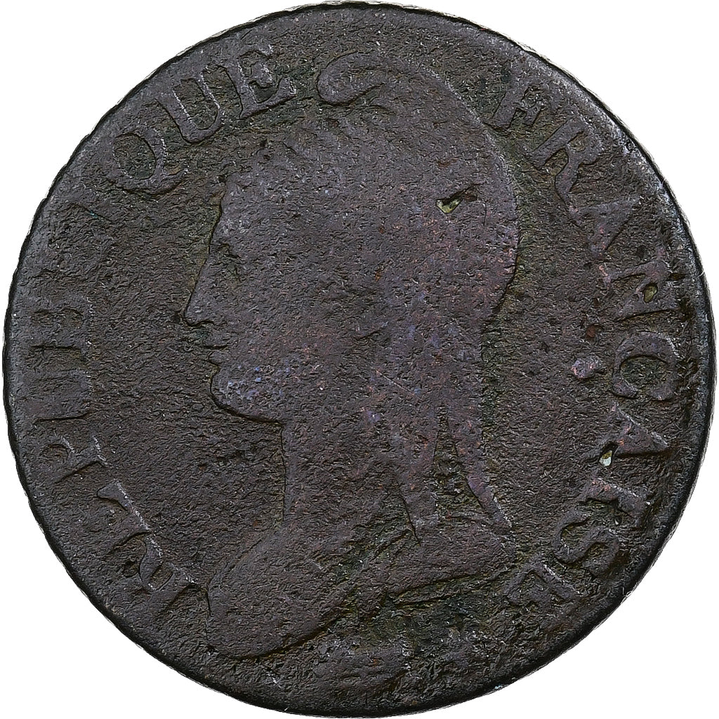 Francja, 5 Centimes, Dupré, AN 8, Strasbourg, Miedź, VF(20-25)