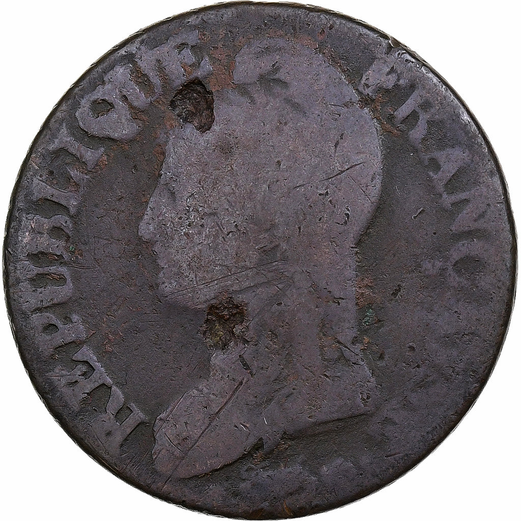 Francja, 5 Centimes, Dupré, AN 8, Strasbourg, Miedź, VF(20-25)