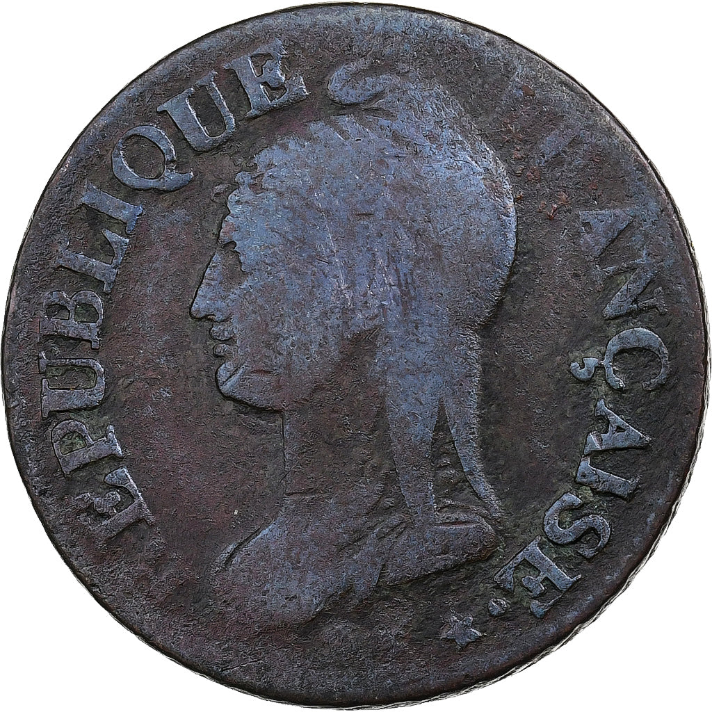 França, 5 Centimes, Dupré, AN 8, Lille, Cobre, VF(20-25)