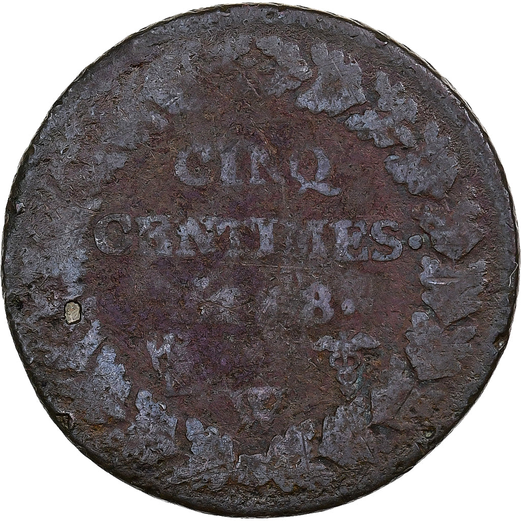 France, 5 Centimes, Dupré, AN 8, Lille, Copper, VG(8-10)