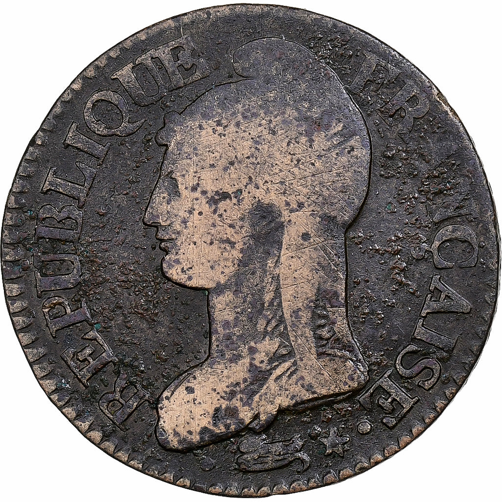 Francia, 5 Centimes, Dupré, Cobre, BC