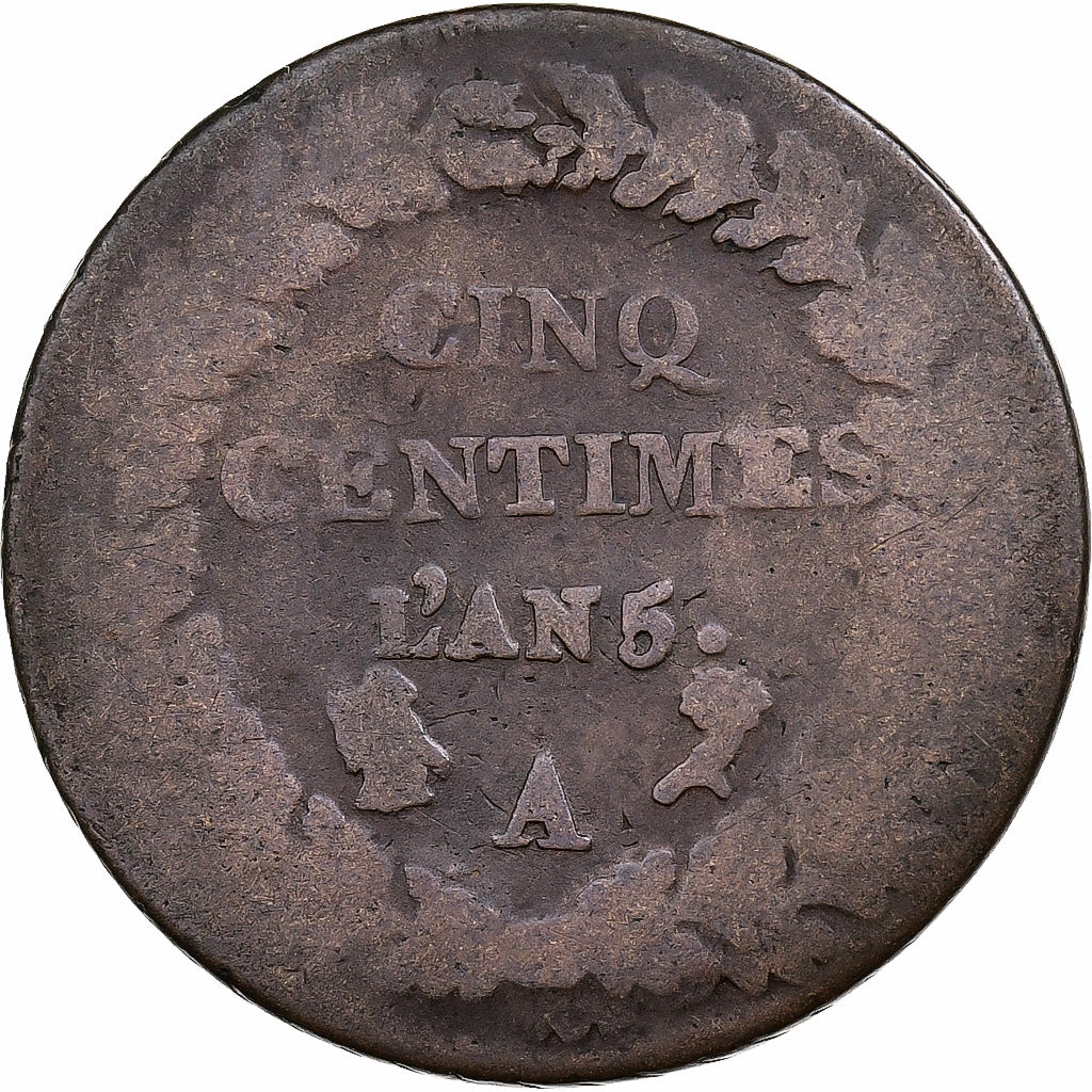 France, 5 Centimes, Dupré, AN 5, Paris, Copper, F(12-15)