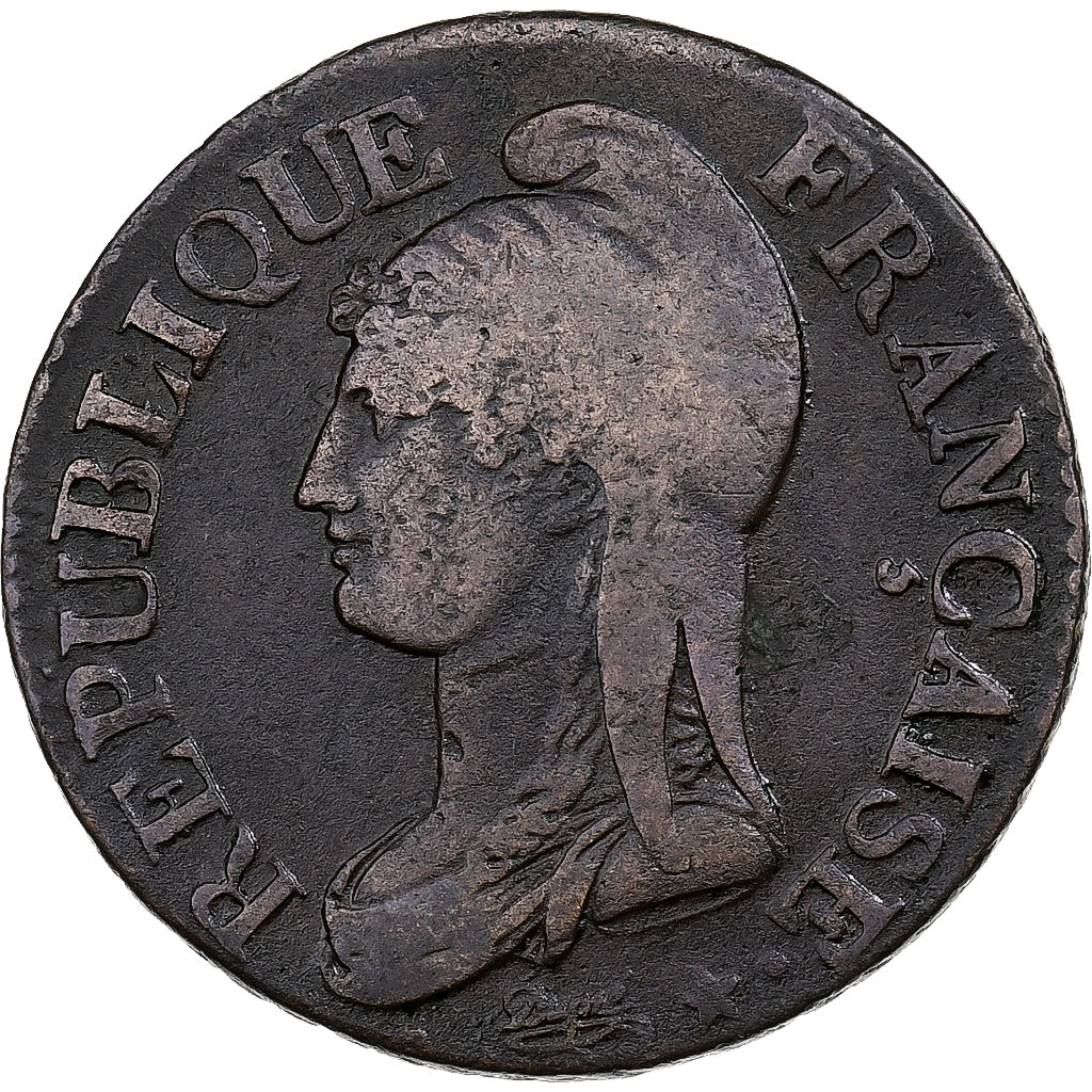 Francja, 5 Centimes, Dupré, AN 5, Paris, Miedź, VF(30-35)