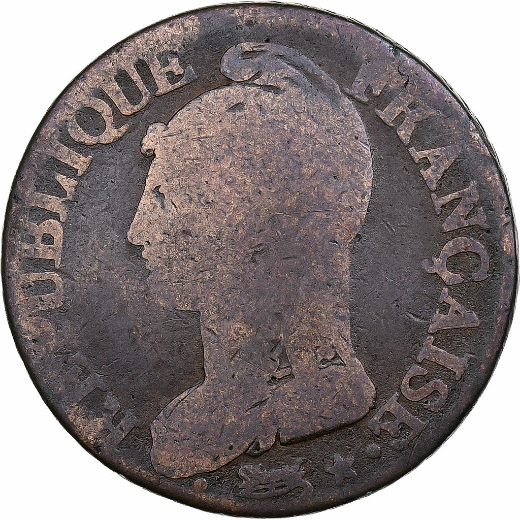 Francja, 5 Centimes, Dupré, AN 5, Paris, Miedź, VF(20-25)