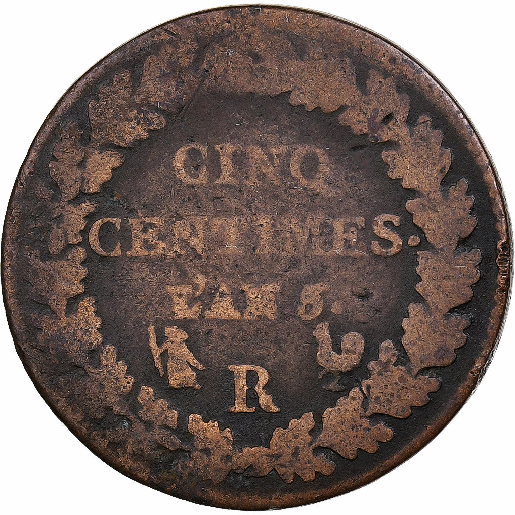 France, 5 Centimes, Dupré, AN 5, Orléans, Cuivre, TB