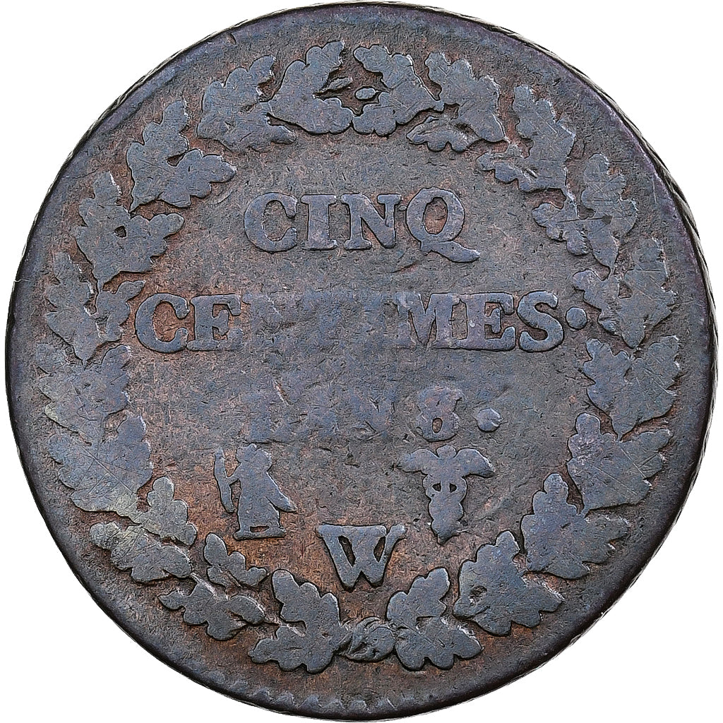 França, 5 Centimes, Dupré, An 8/6, Lille, Cobre, VF(20-25)