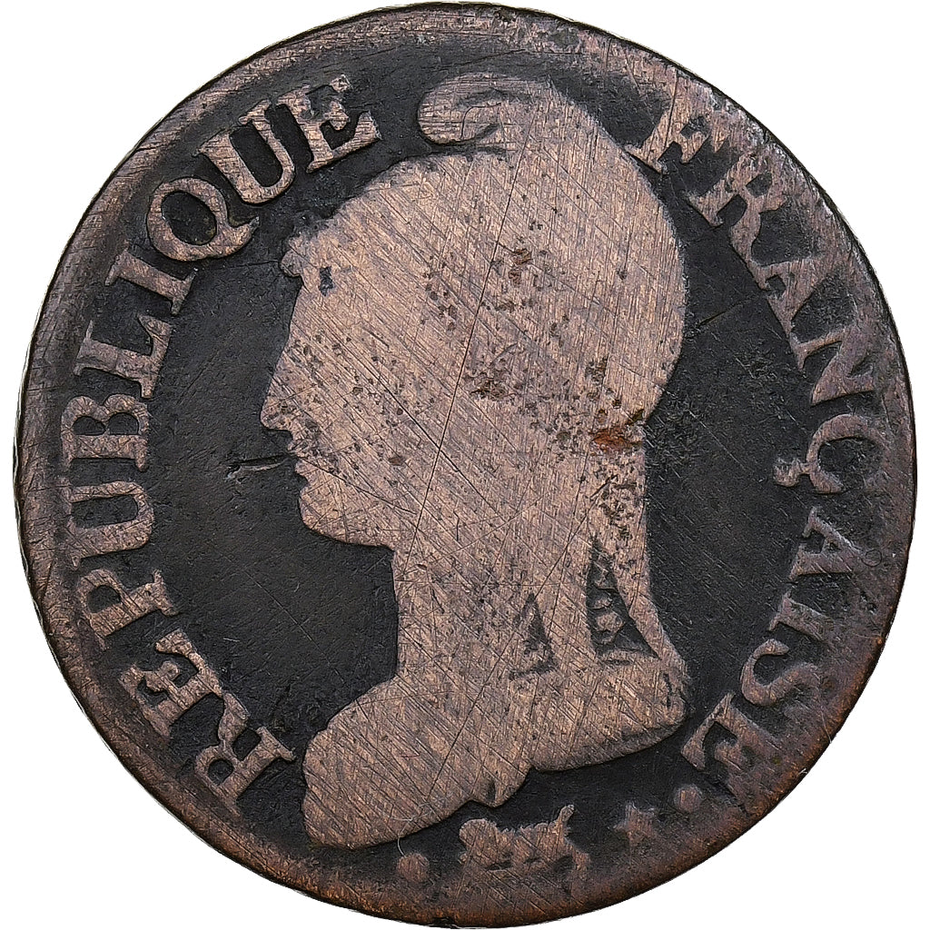 Francia, 5 Centimes, Dupré, AN 8/5, Metz, Rame, MB