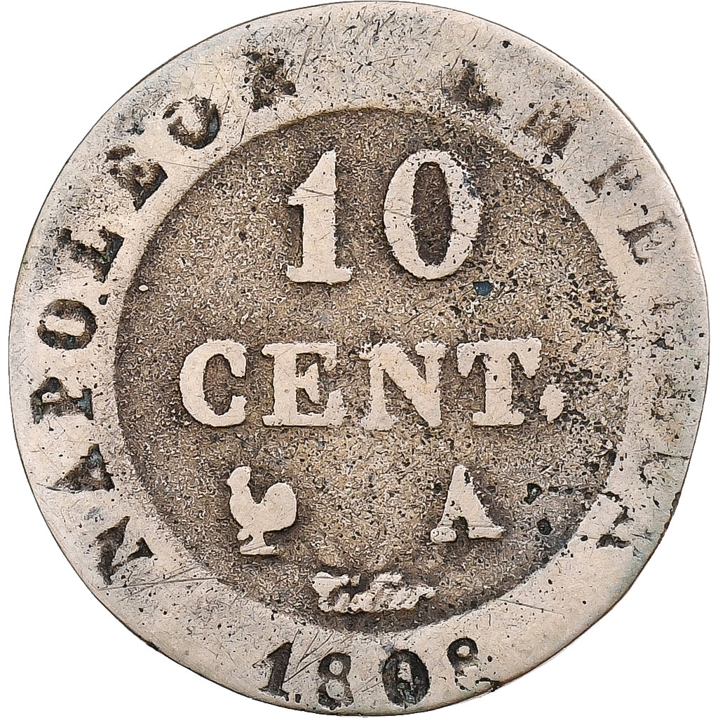 Francia, Napoleon I, 10 Centimes, 1808, Paris, Biglione, B+