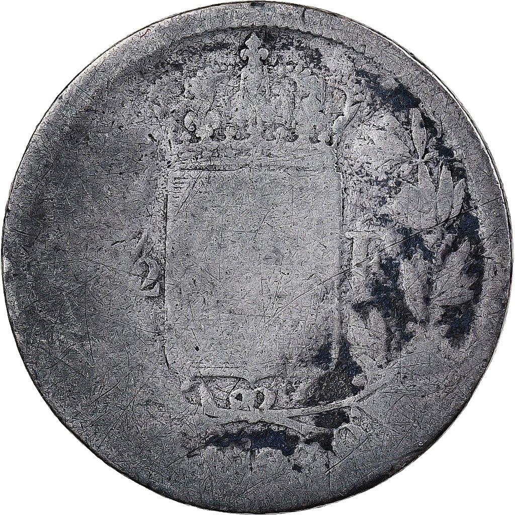 Francia, Louis XVIII, 1/2 Franc, 1823, Perpignan, Plata, BC