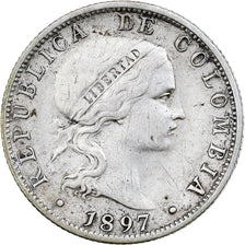 Colombia, 10 Centavos, 1897, Brussels, Silver, VF(30-35)