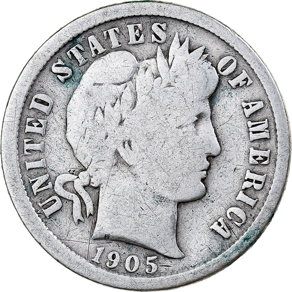 Stati Uniti, Dime, Barber, 1905, San Francisco, Argento, MB