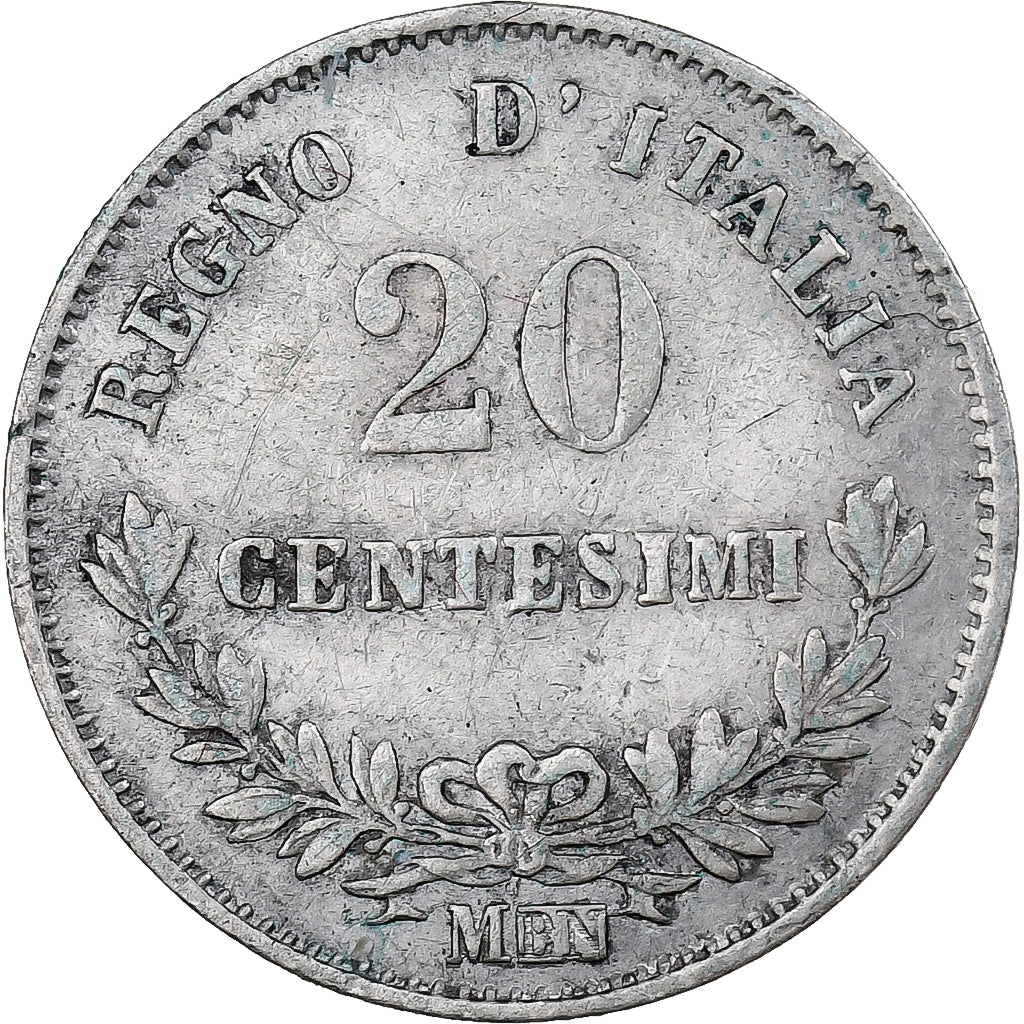 Italy, Vittorio Emanuele II, 20 Centesimi, 1863, Milan, Silver, EF(40-45)