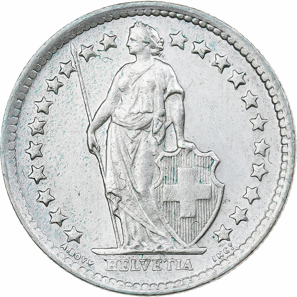 Suiza, 1/2 Franc, Helvetia, 1958, Bern, Plata, EBC