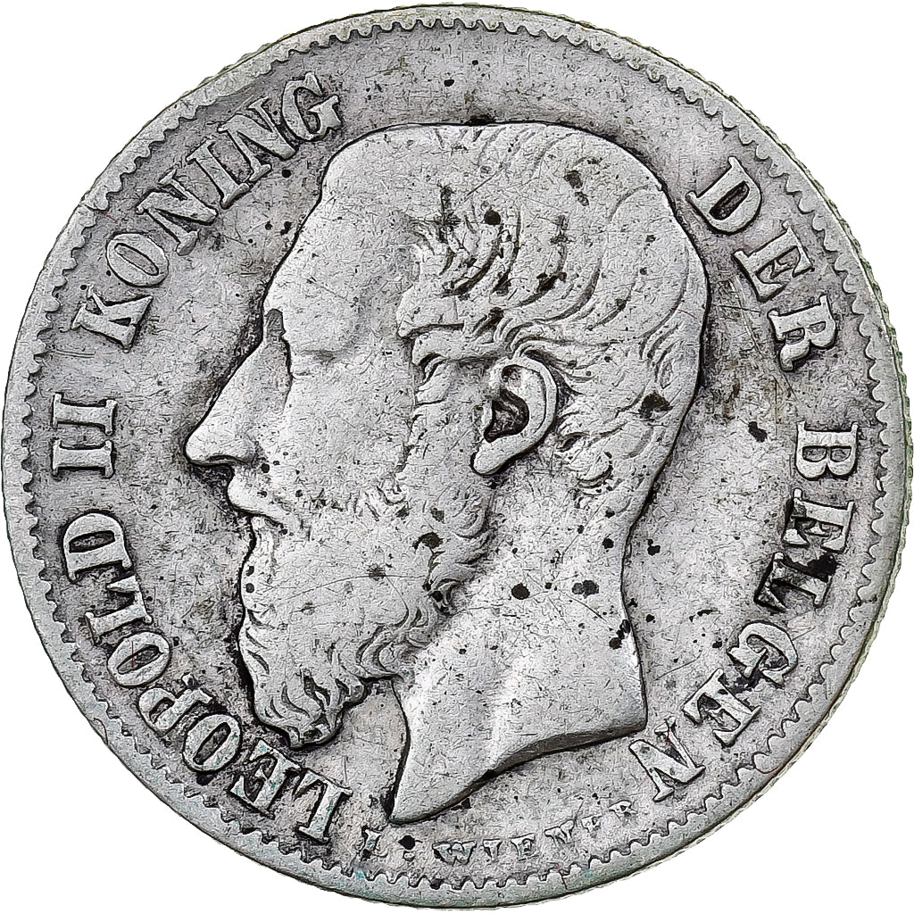 België, Leopold II, 50 Centimes, 1898, Brussels, Zilver, FR+