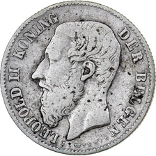 België, Leopold II, 50 Centimes, 1898, Brussels, Zilver, FR+